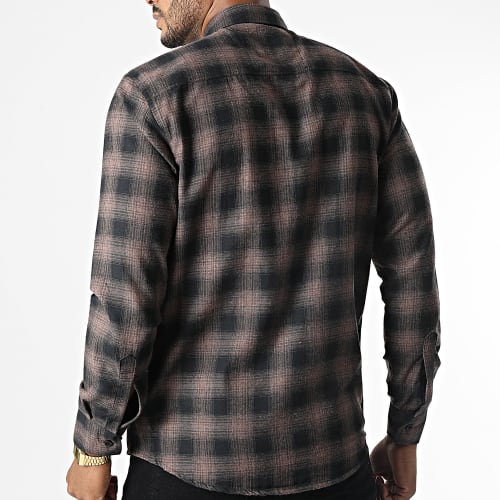 Chemise Manches Longues A Carreaux Quenette Marron Noir