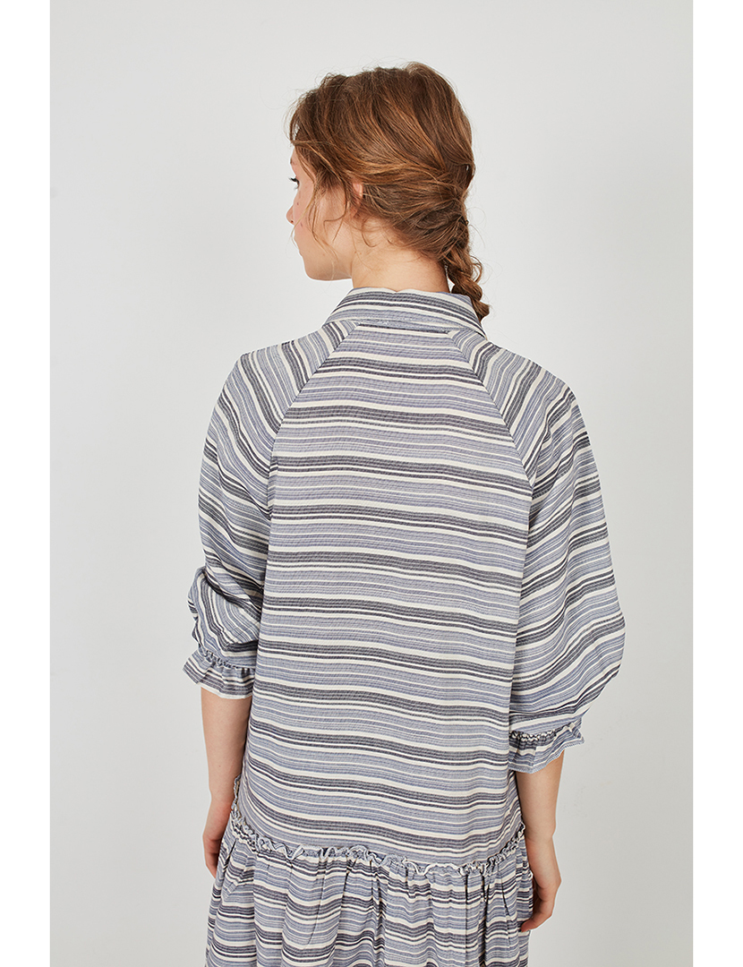Short Flowing Dress Grey Stripes