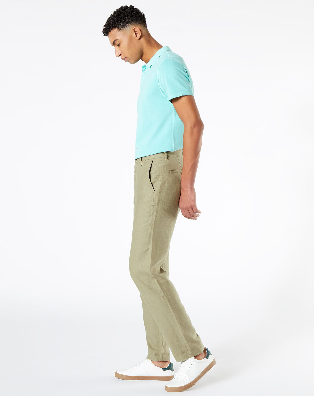 Dockers Pantalon 100% Lin Chino Regular Fit kaki clair