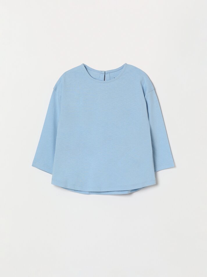 Pacote com 4 camisetas básicas de manga comprida - Azul Claro