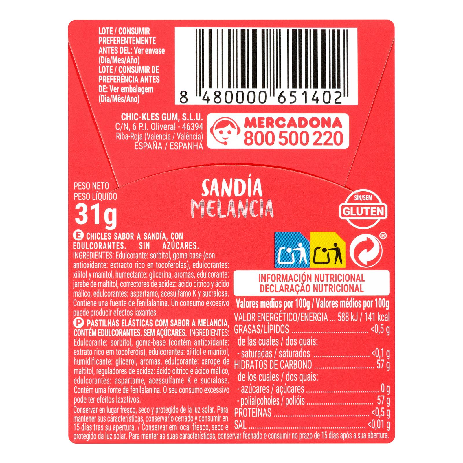 Feuille de gomme pastèque Hacendado