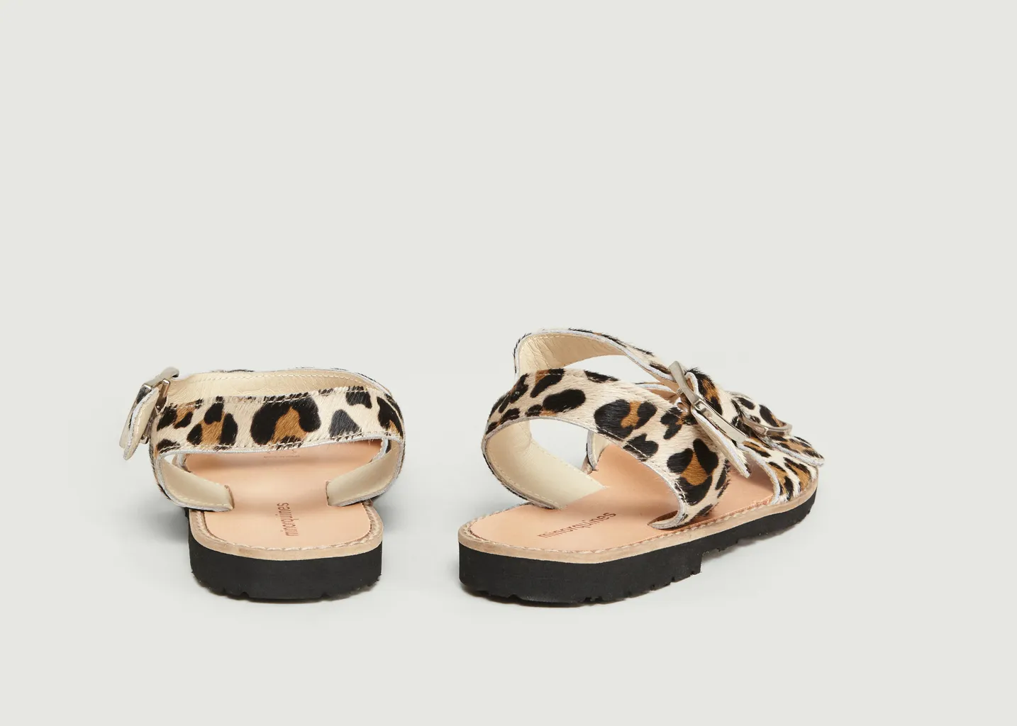 Sandales à Boucles Avarca en Cuir Façon Léopard Minorquines