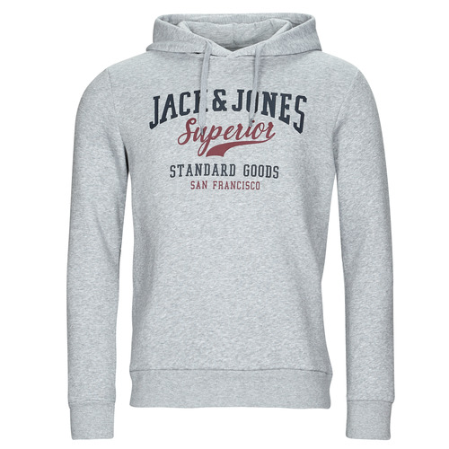 Jack & Jones - JJELOGO SWEAT HOOD - Gris