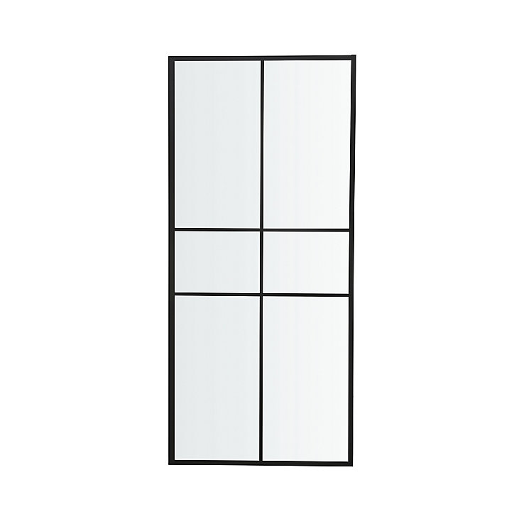 Paroi de douche fixe GoodHome Ahti transparente profilé noir 90 cm