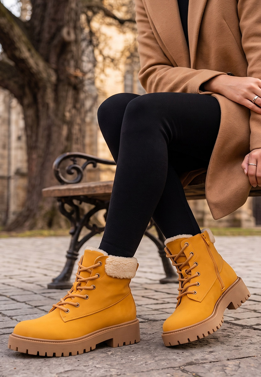 Bottines à lacets femme jaunes Pavira