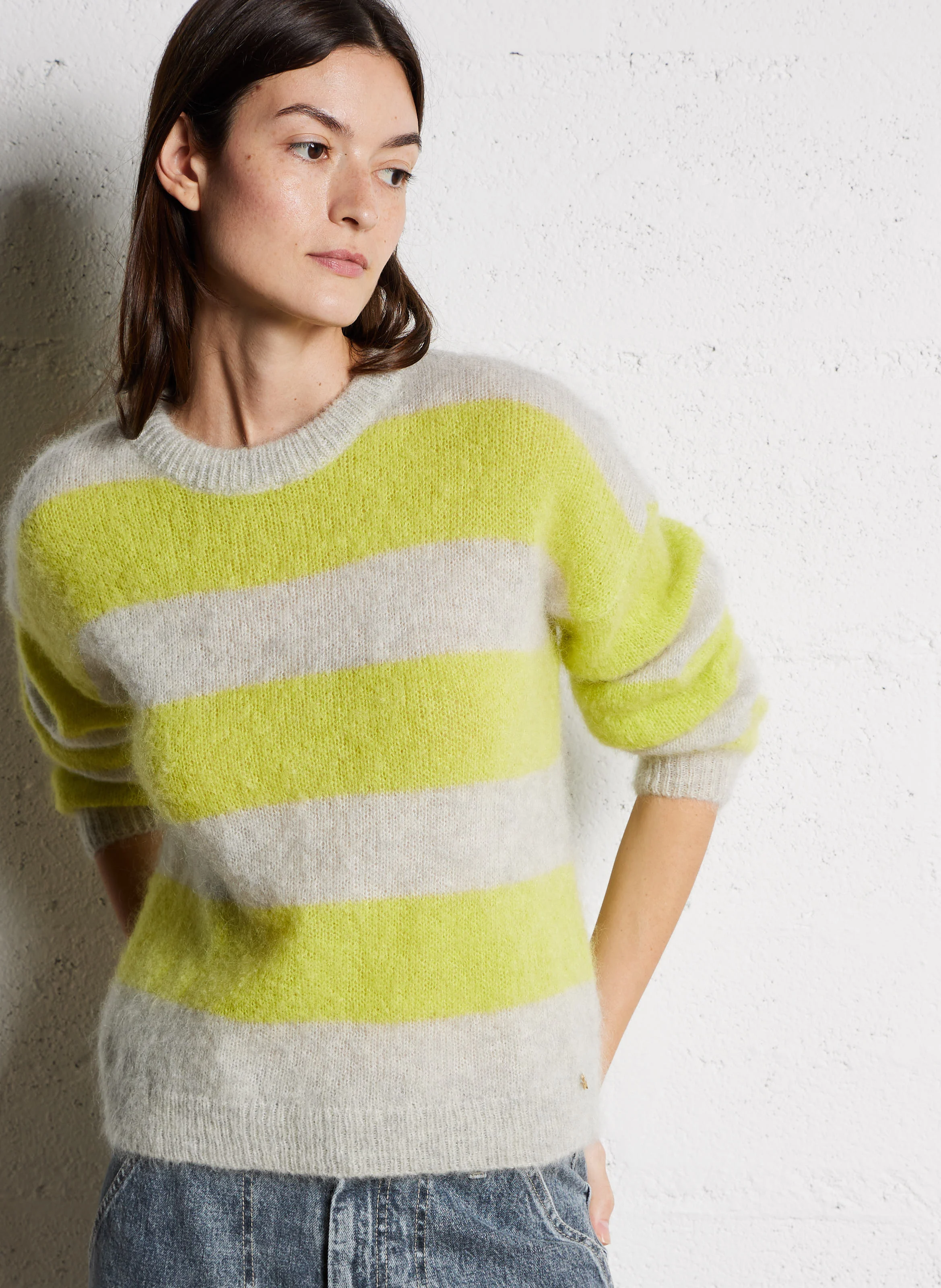 BANELLE - Pull col rond en laine mélangée | Gris