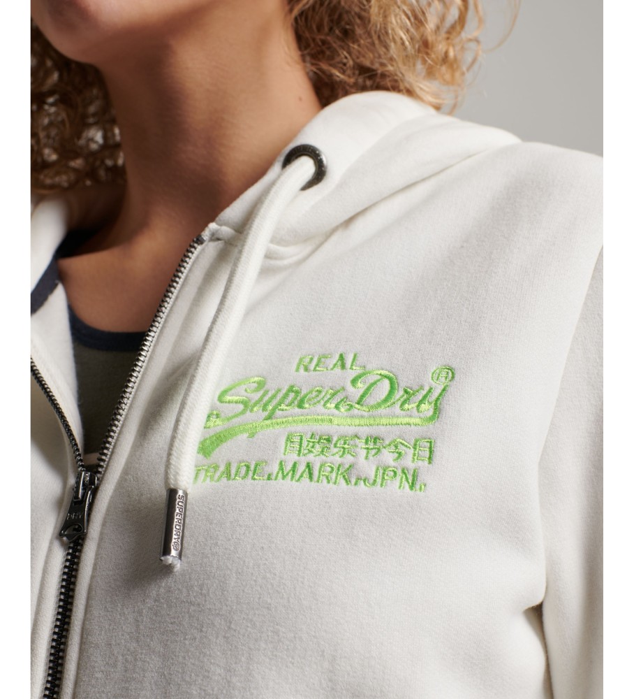 Superdry Vintage Logo Neon Gray Zip-Up Hoodie