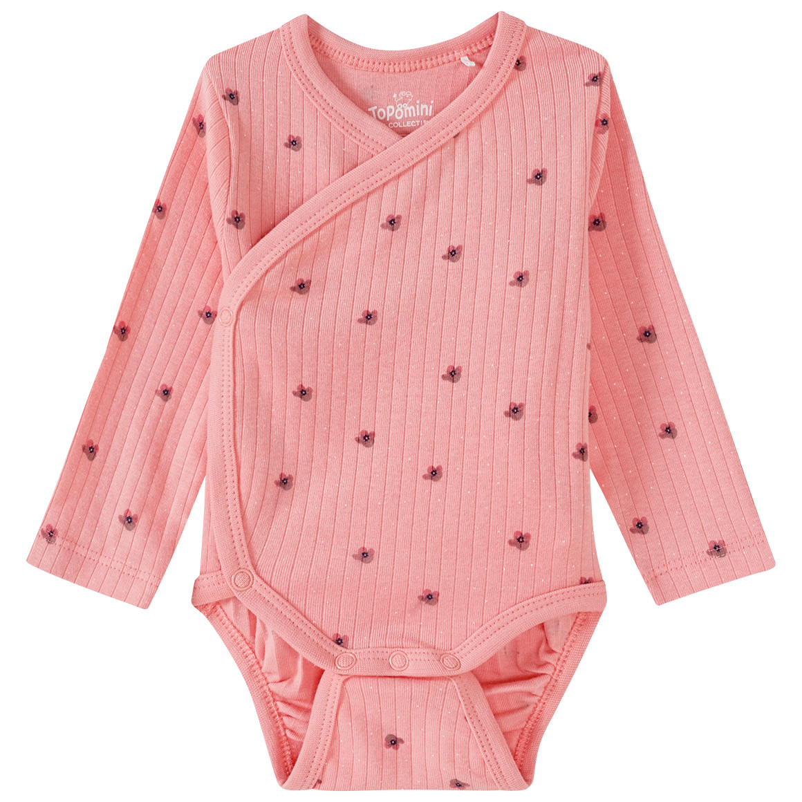 Topomini Pure Collection Newborn Wickelbody mit Blümchen-Allover rosa