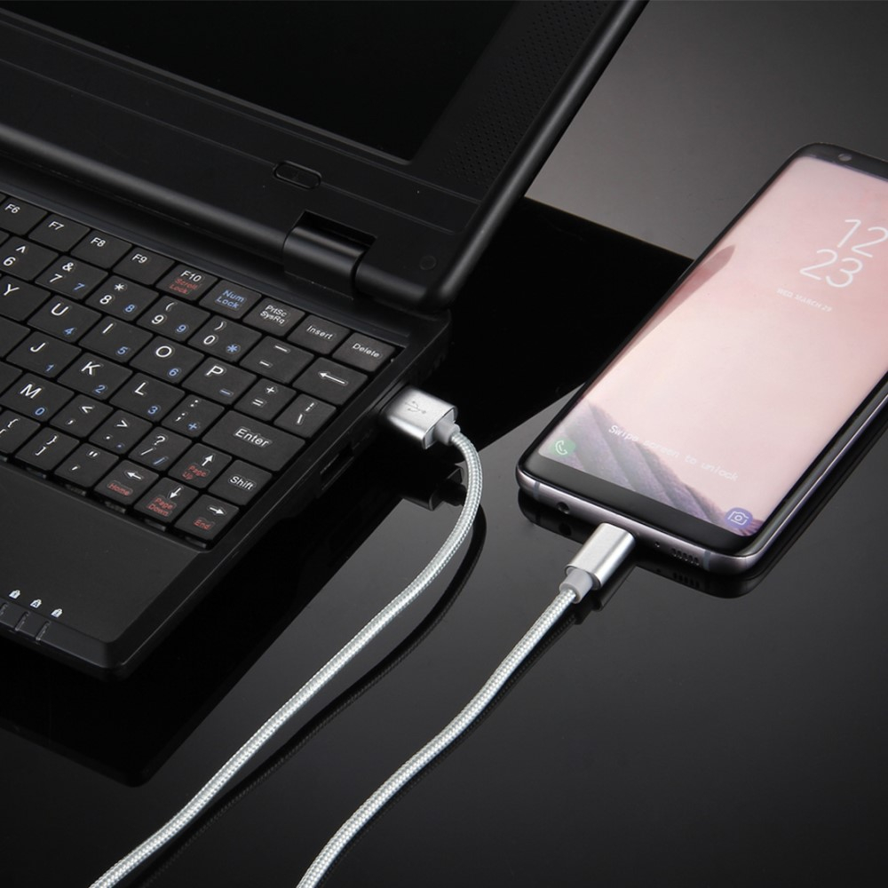 (3m) USB A auf USB C Ladekabel Datenkabel Nylon - Silber