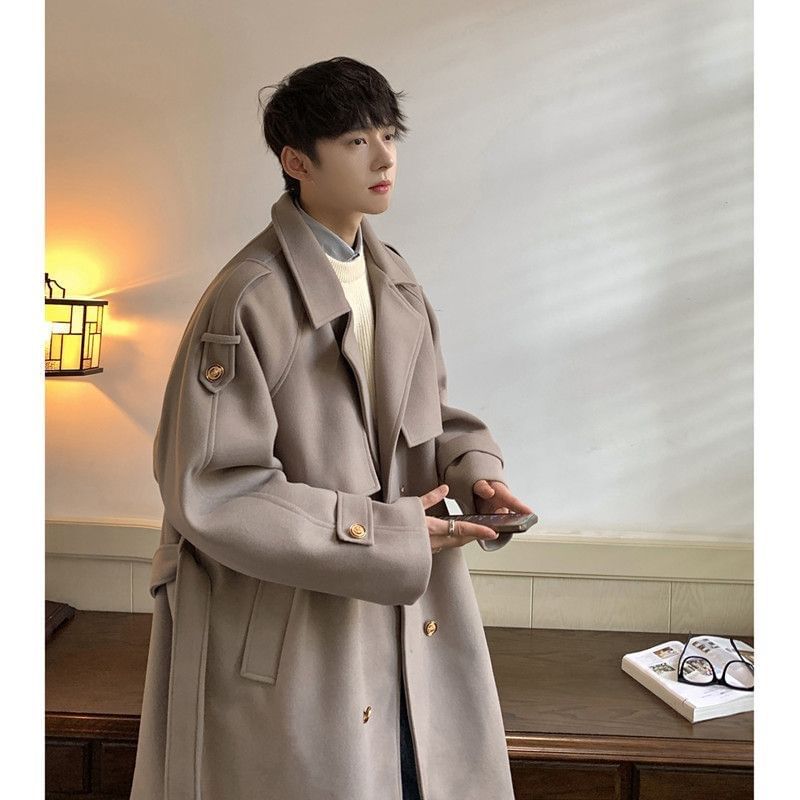 Zoslane - Effen trenchcoat met dubbele rij knopen