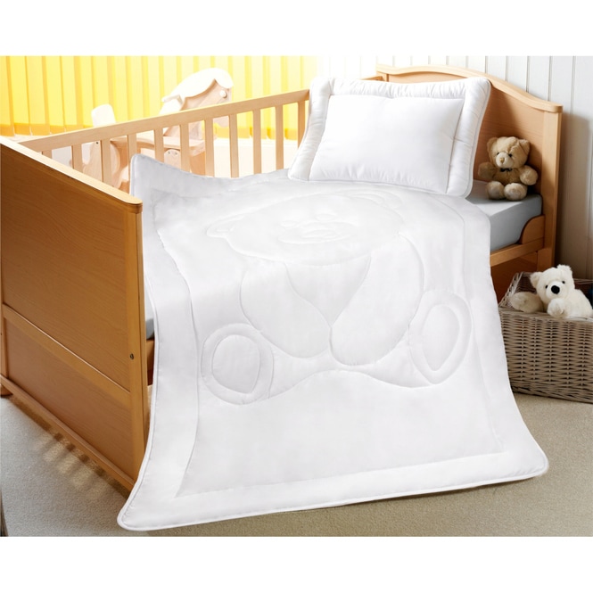 Kinderbettenset Teddy -  Kopfkissen + Steppbettdecke