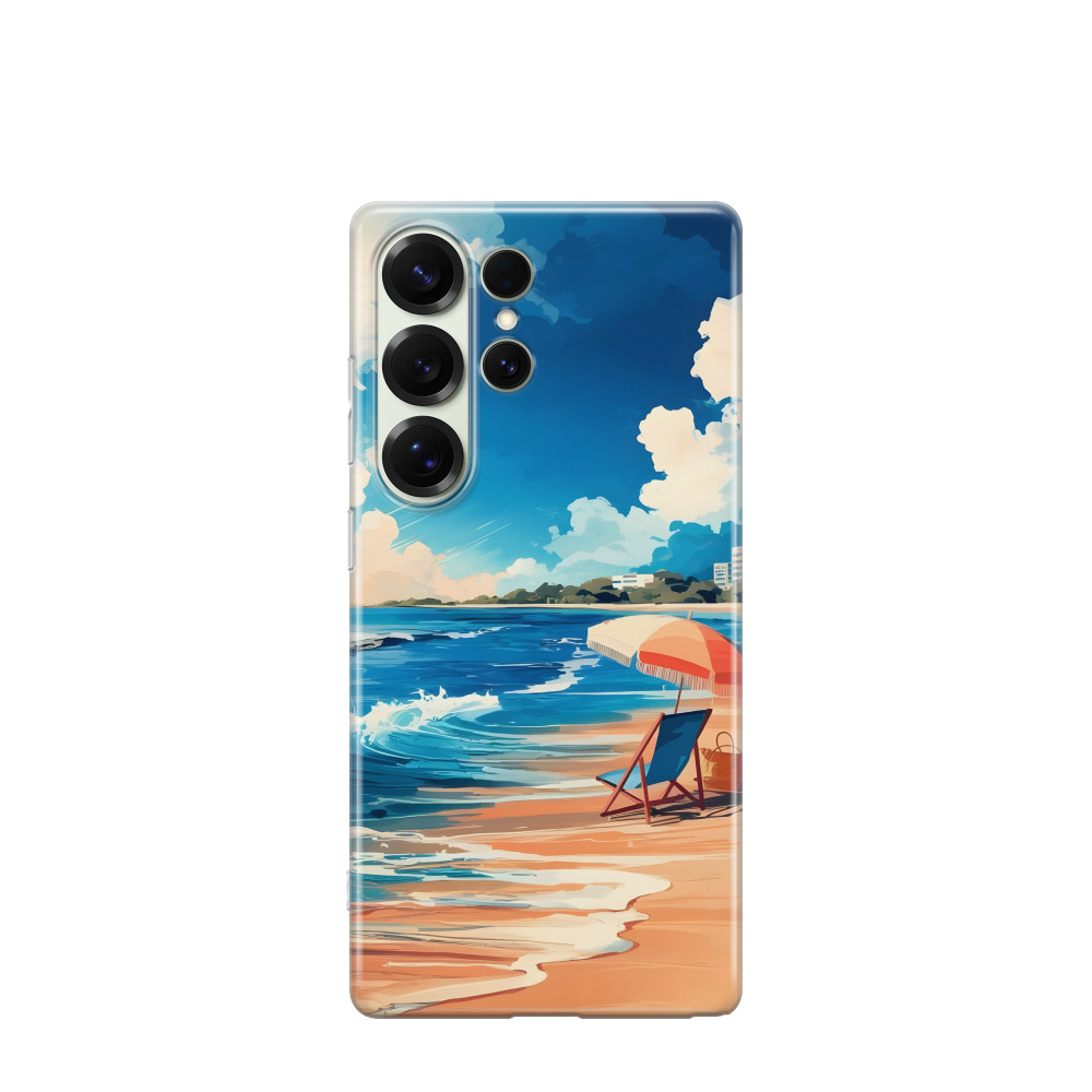 Samsung Galaxy S25 Ultra Gummi Hülle Aquarell Sommer 2 - Blau