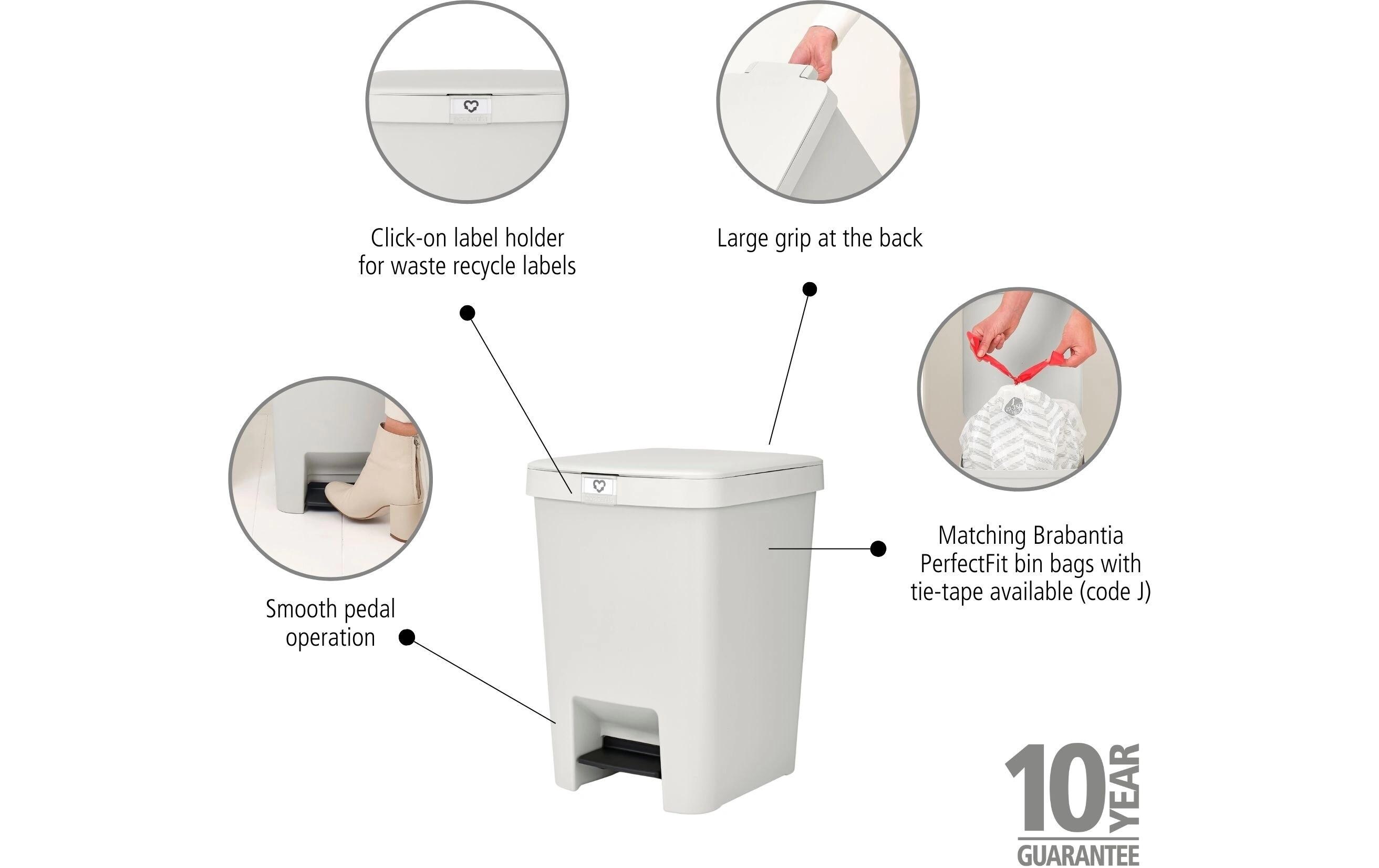 Recyclingbehälter StepUp 25 l, HellgrauTreteimer für Recyclingmaterialien