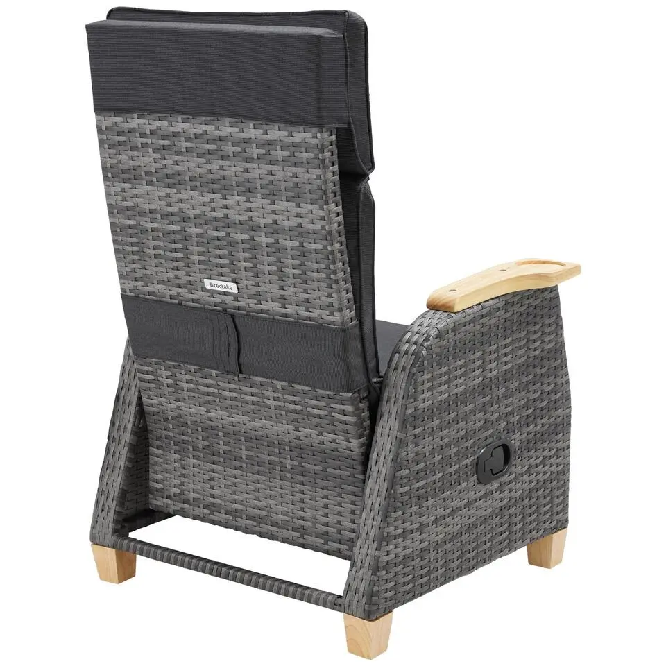 tectake Wicker fauteuil Pescara met aluminium frame, rugleuning verstelbaar