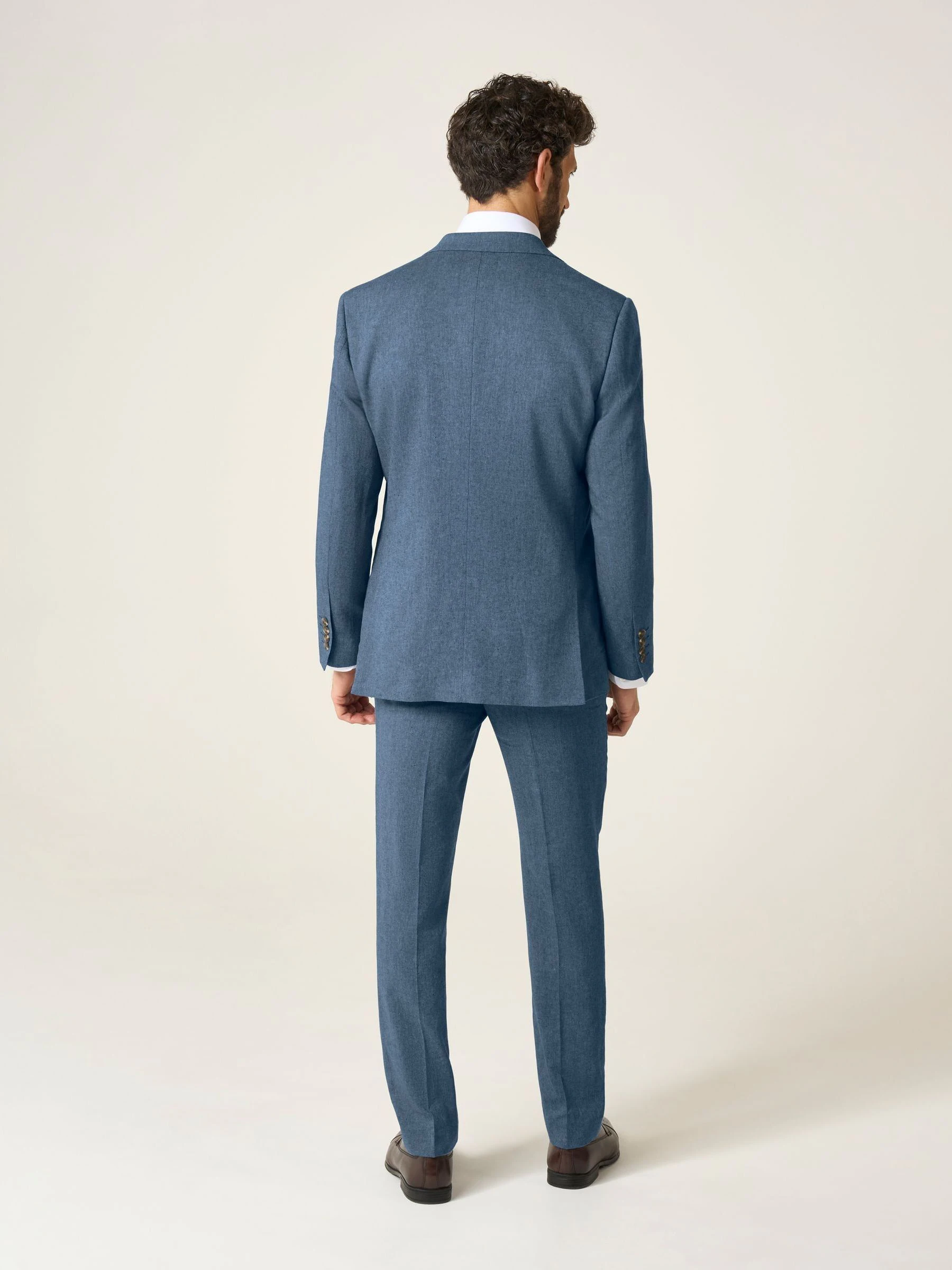 Blauw - Skopes maatgesneden Calvados colbert van linnenmix