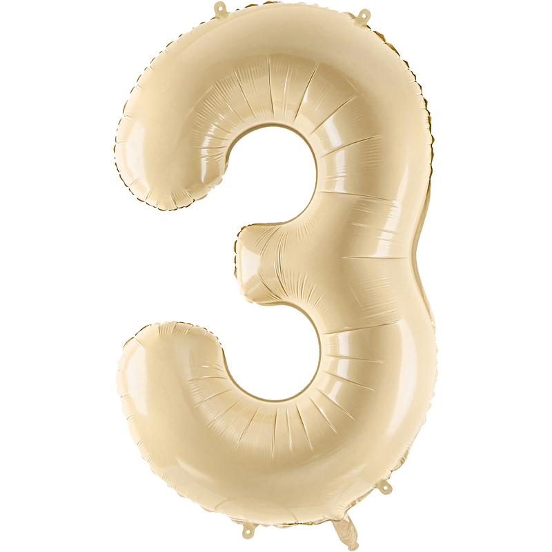 Partydeco Folienballon Zahl 3, beige