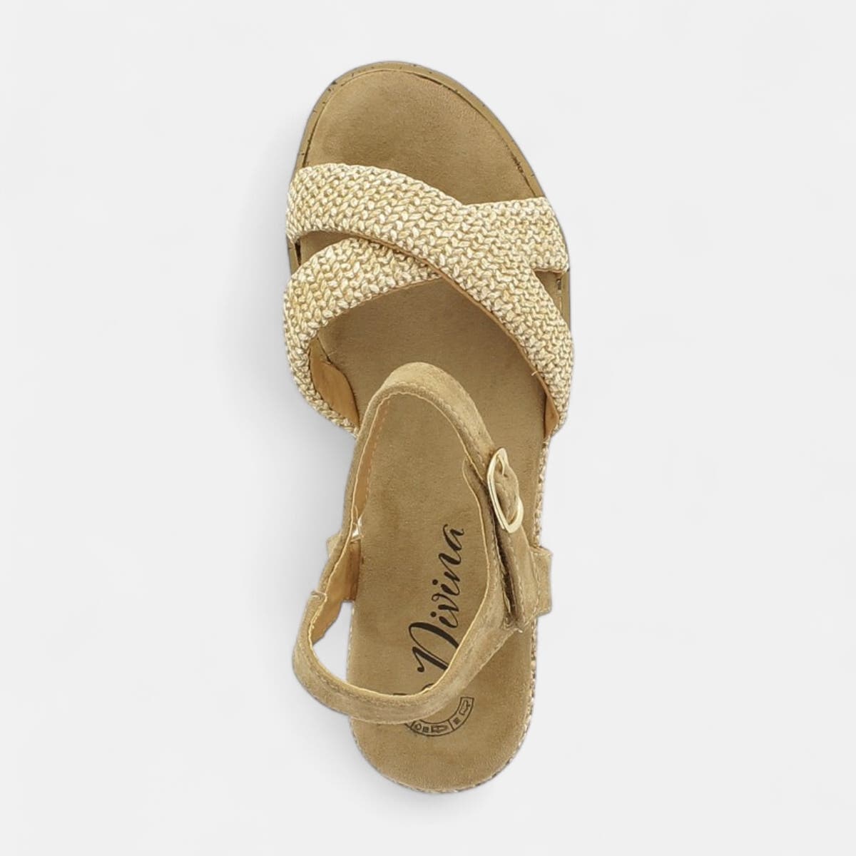 Nu-pieds à talon compensé Femme beige