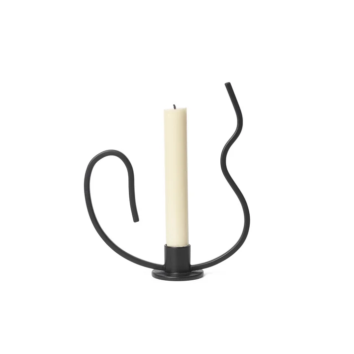 Ferm Living - Valse Kerzenständer niedrig, schwarz