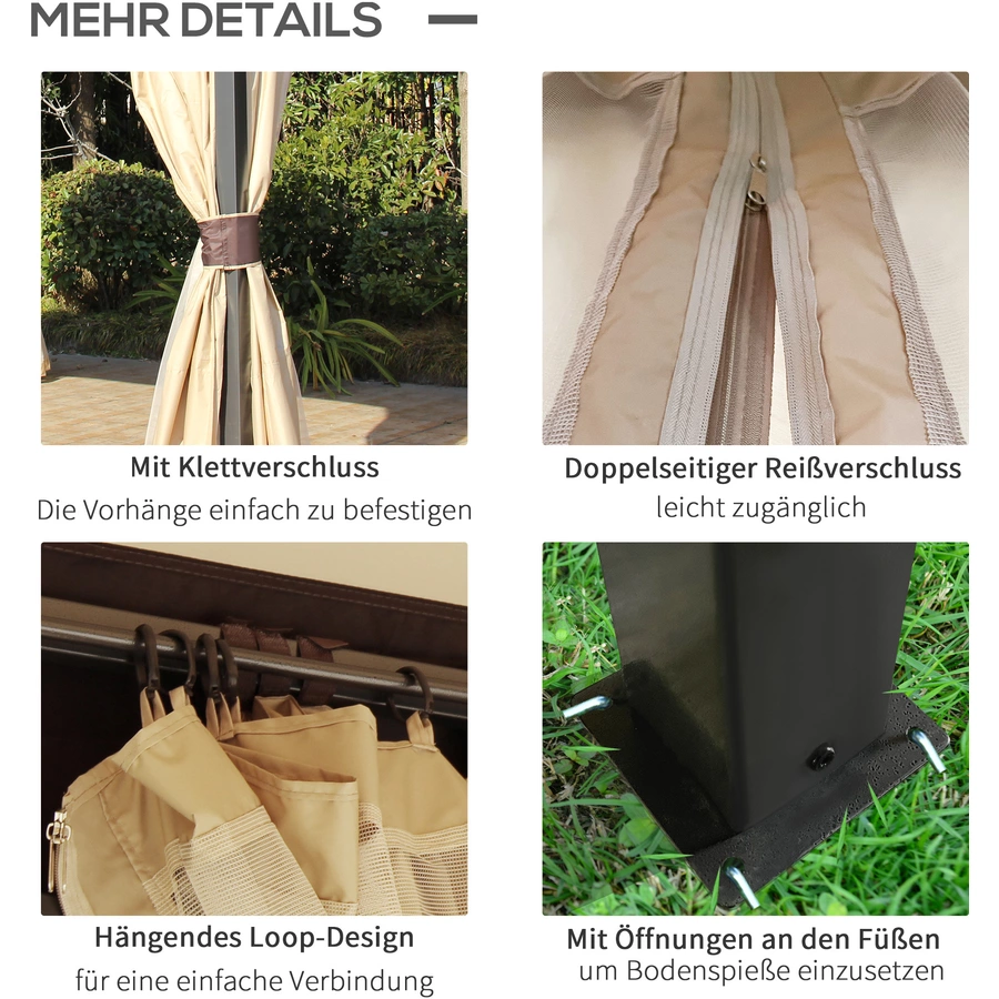 Outsunny Pavillon mit Doppeldach braun