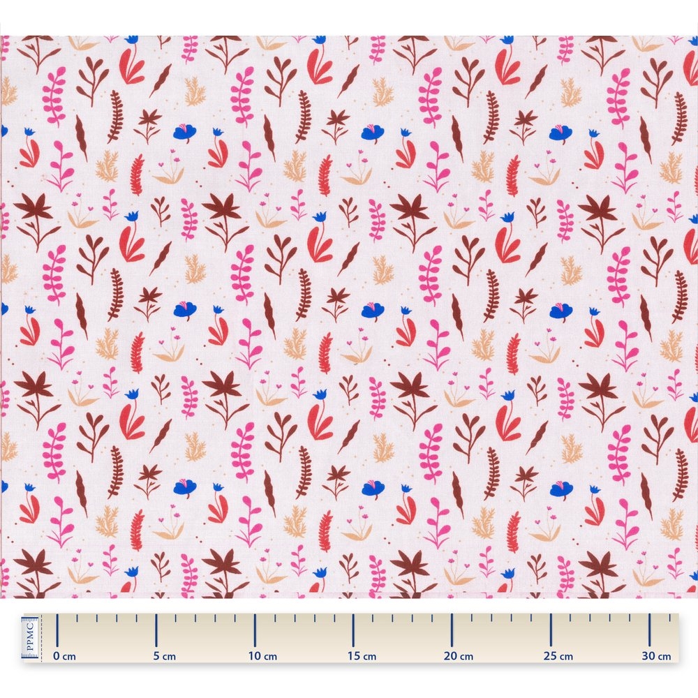 Coupon Tissu 50 Cm Herbier Rose