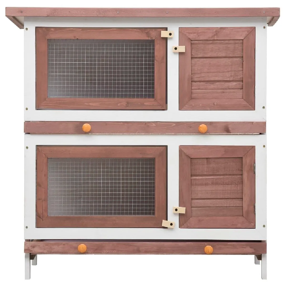 Helloshop26 Clapier 4 portes 90 x 45 x 90 cm Marron