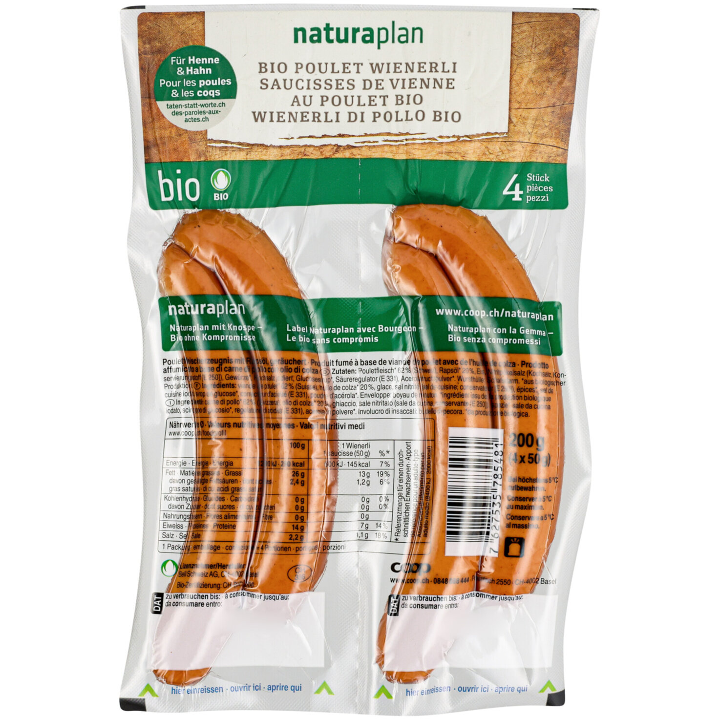 Naturaplan Bio Poulet Wienerli 4 Stück