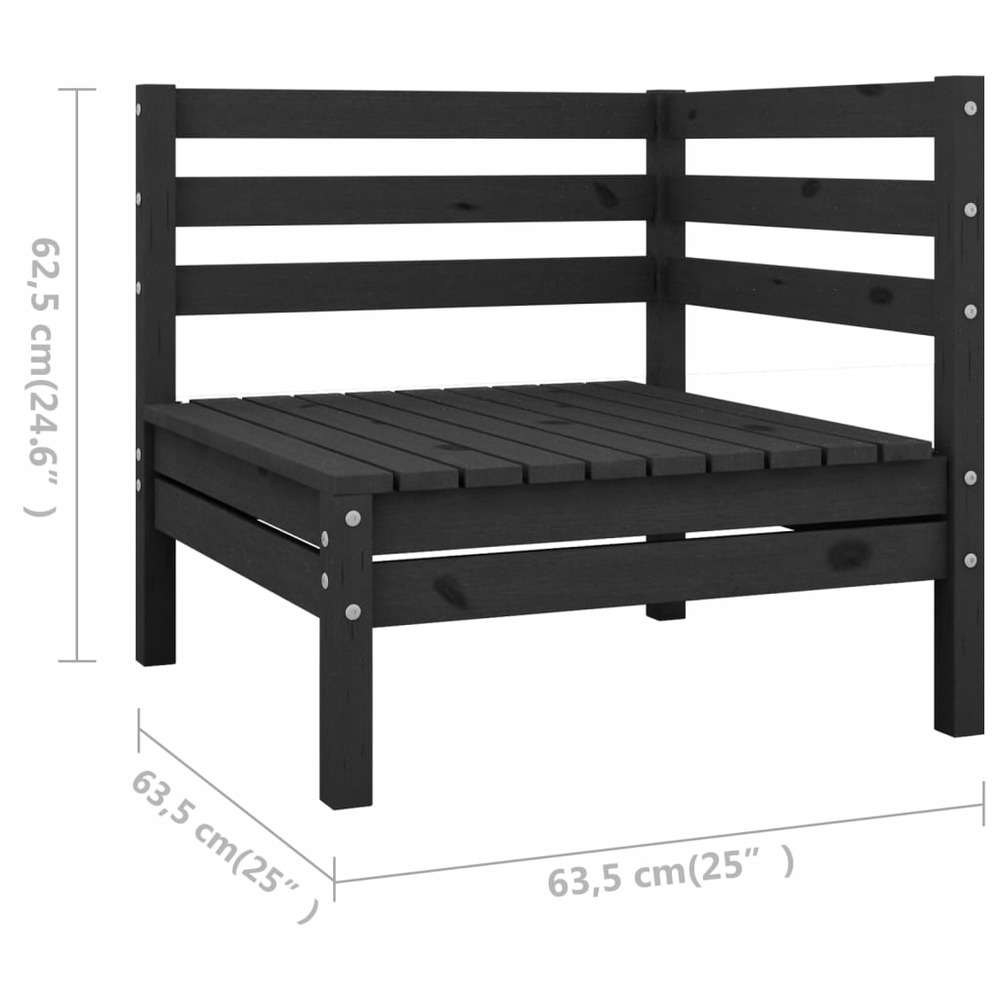 Salon de jardin meuble d'extérieur ensemble de mobilier 8 pièces bois de pin massif noir