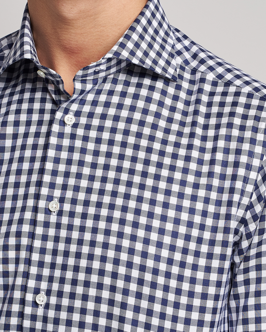 Kamakura Shirts Slim Fit Gingham Shirt Navy