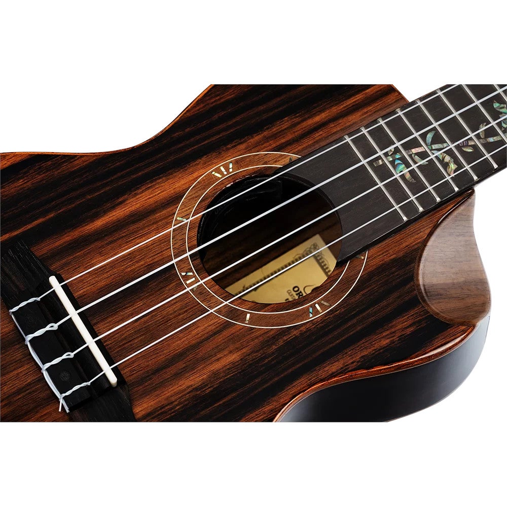 Ortega RUET-EB Elite Series Concert Size Ukulele Ebony elektrisch-akoestische concert ukelele met gigbag
