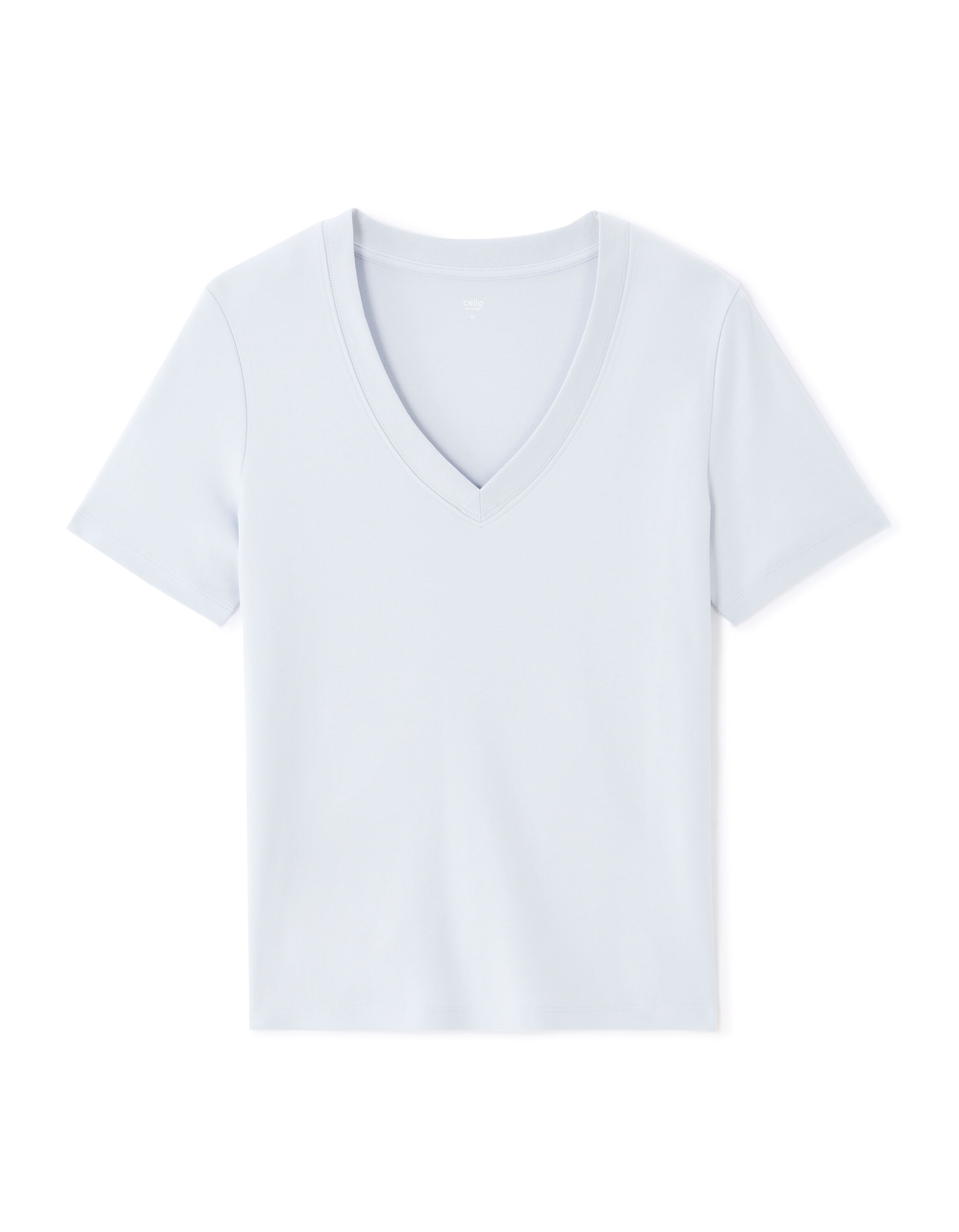 T-shirt en coton doux à col V - gris