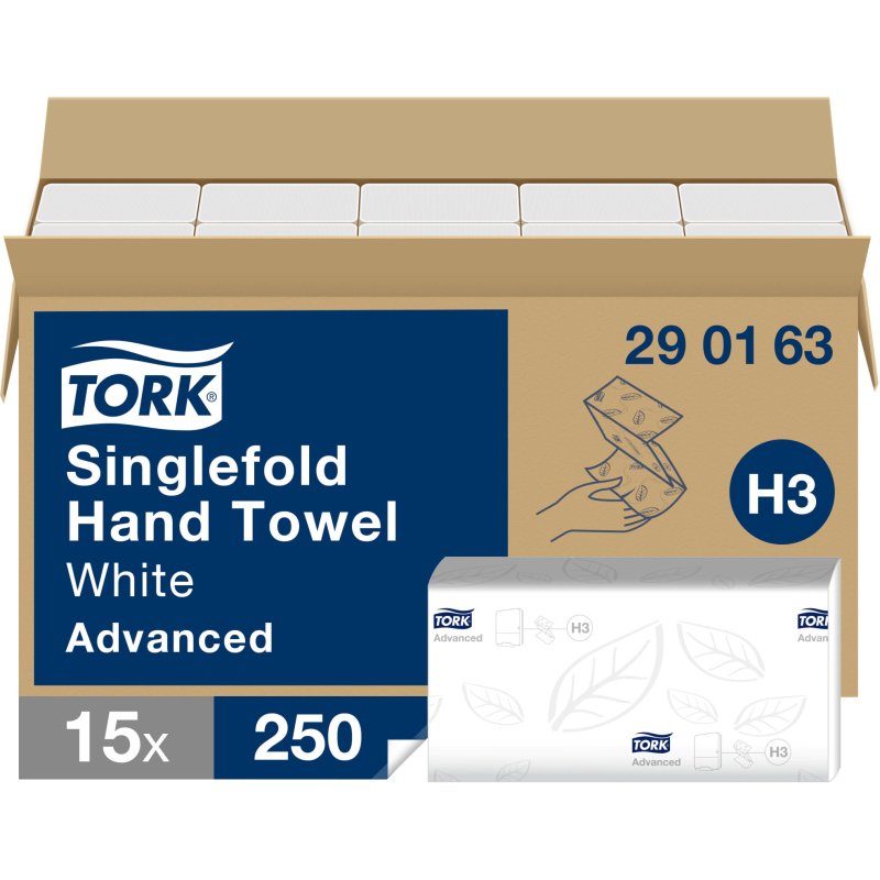 Essuie-mains pliage enchevêtré Tork H3 Advanced doux - Carton de 3750