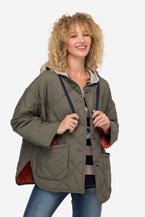 Wende-Steppjacke, 2 Farben, Rundhals, Langarm