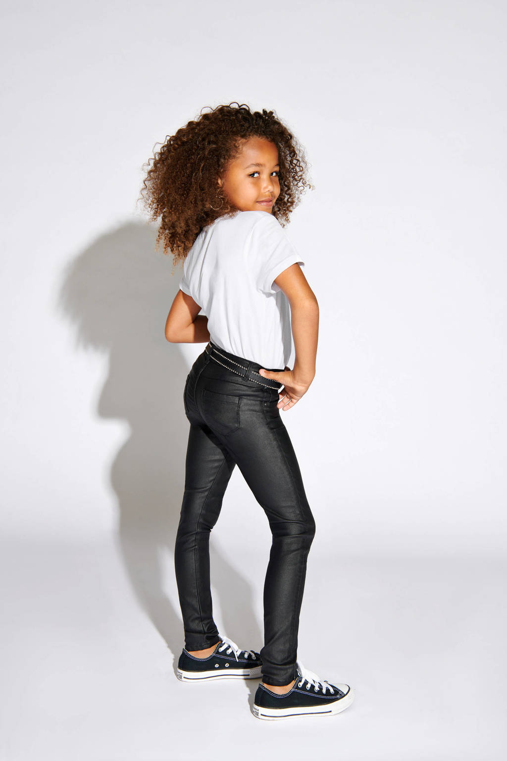 ONLY coated skinny broek KONROYAL zwart