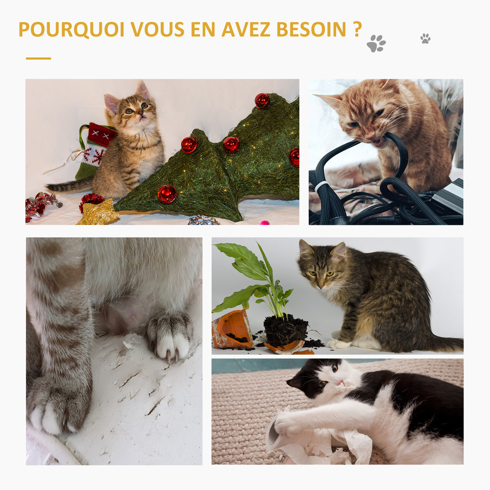 Lot de 2 tapis griffoir chat grattoir chat en sisal grattoir de canapé, sol ou mur dim. 130l x 45l cm gris