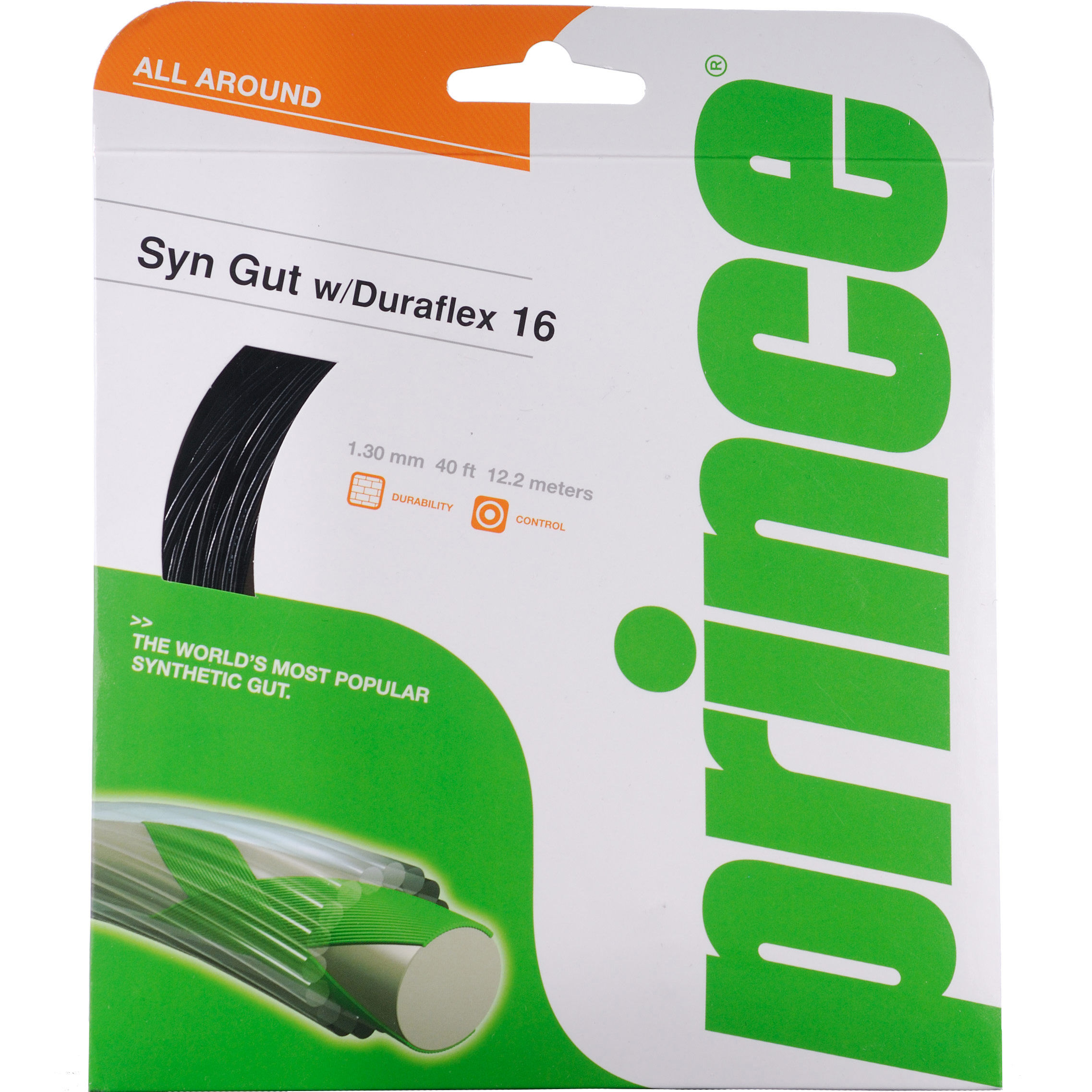 Prince Synthetic Gut Duraflex Cordage En Garniture 12,2m - Noir