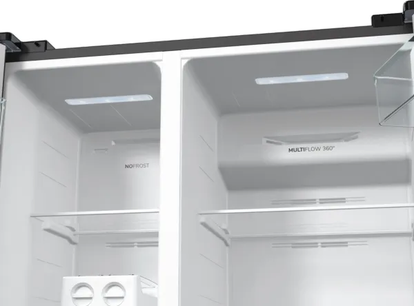 Gorenje NRR9185EABXL, Fritstående, Amerikansk dør, Sort, Berøring, LED, På døren