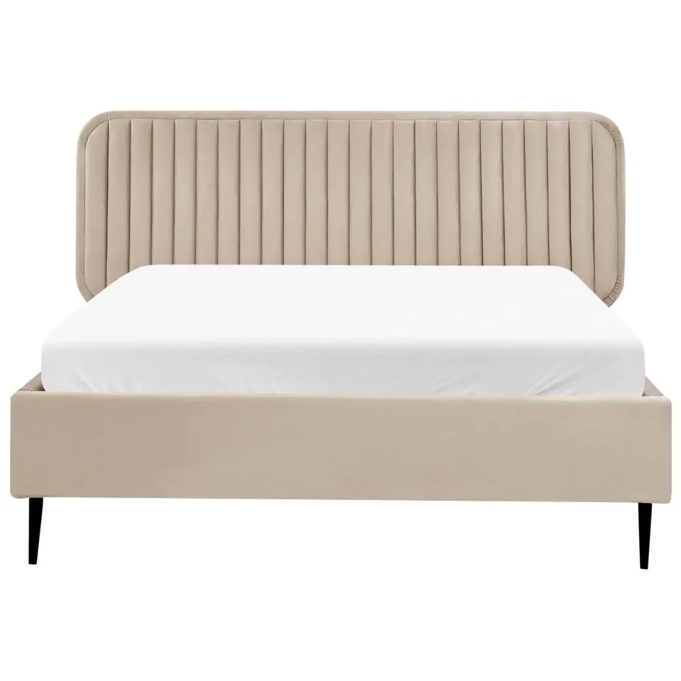 BRIN - Tweepersoonsbed - Taupe - 140 x 200 cm - Fluweel