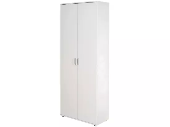 Armoire Blanc avec 5 étagères et 2 Portes, Dim : L70 x P34 x H189 cm