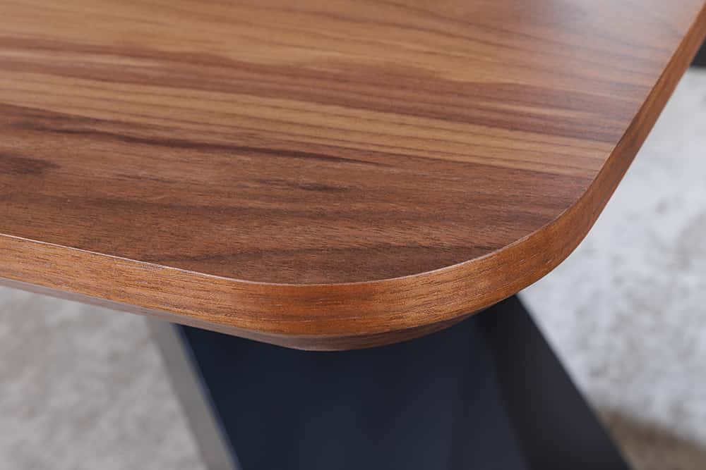 Ausziehbarer Esstisch PRESTIGE 180-240cm natur Walnussholz schwarzes Metallgestell