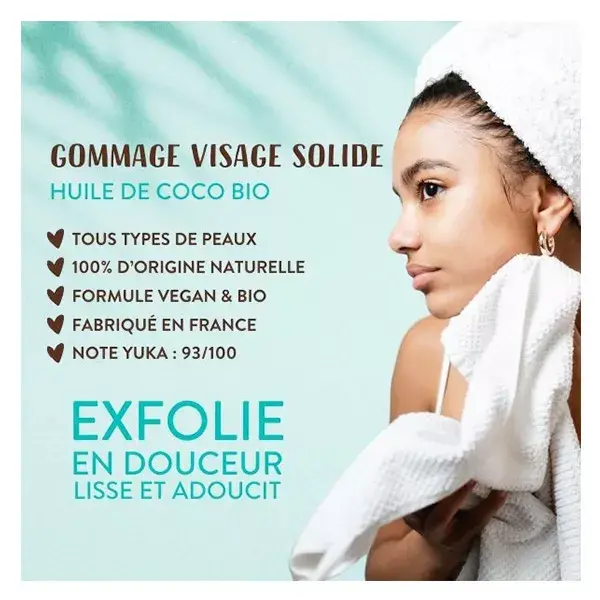 Lovea - Gommage Visage Stick - Huile De Coco Bio - Tous Types de Peaux 40g