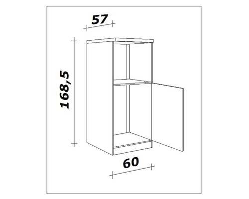 Flex Well oven-/koelkastbehuizing voor 88cm inbouwkoelkast Lucca, BxDxH 60 x 60 x 169 cm, mat wit, gedemonteerd, scharnier omkeerbaar (links of rechts te monteren)