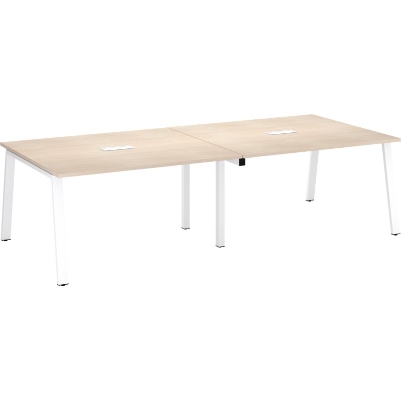 Table de réunion modulable avec extension ECLA L 280 x P 126 cm piétement métal