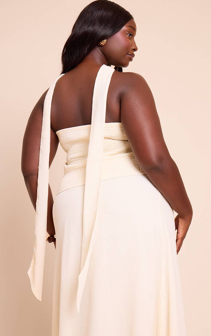 Crème Haut Cache-cœur En Mousseline Col Noué Grande Taille