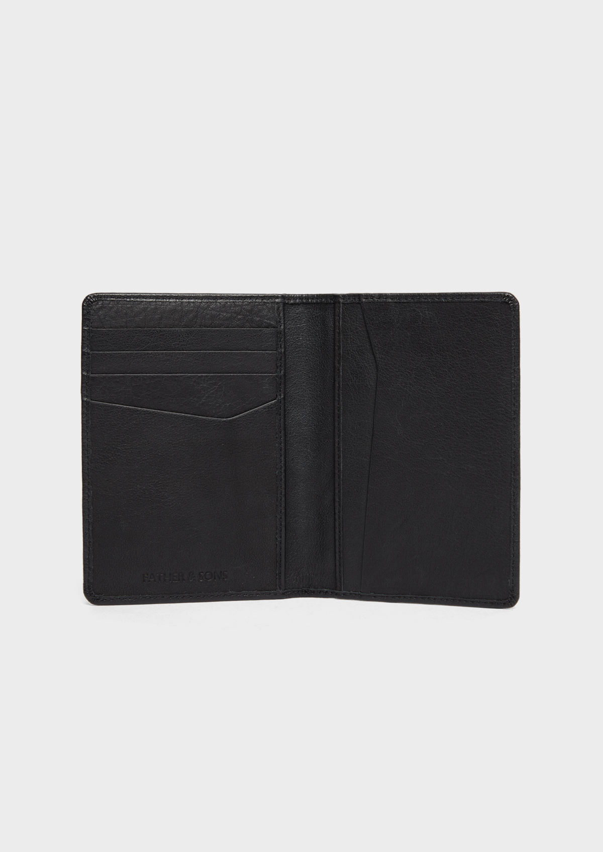 Portefeuille pour passeport en cuir grainé noir