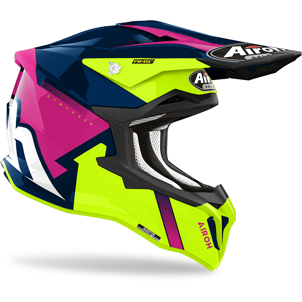 Airoh - Casque Strycker Blazer Jaune / Rose / Bleu foncé
