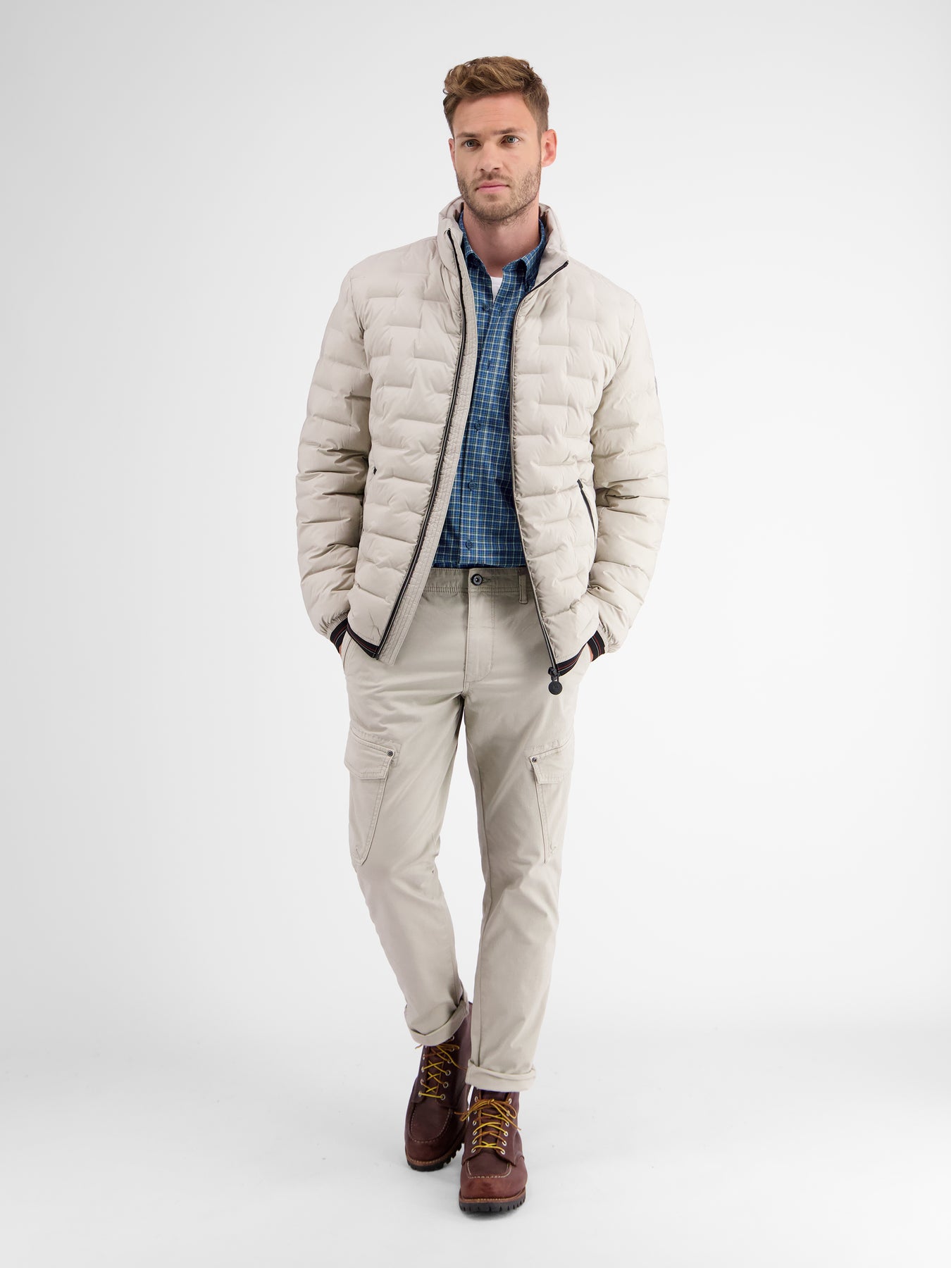 Langarmhemd, kariert, klassischer Button-down-Kragen