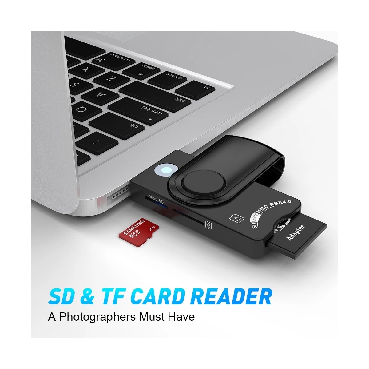 NÖRDIC 4 i 1 kortleser Smartkort SIM-kort SD og TF/MicroSD USB-A UHS-I