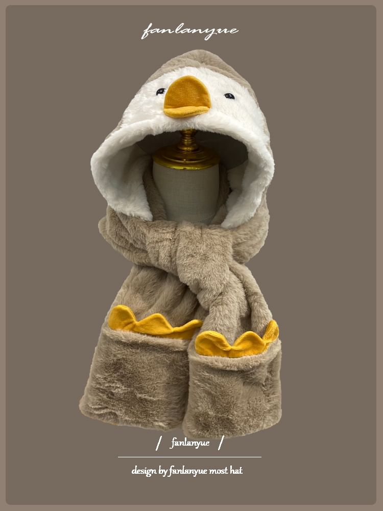 Zaalouk - Penguin Fluffy Hooded Scarf