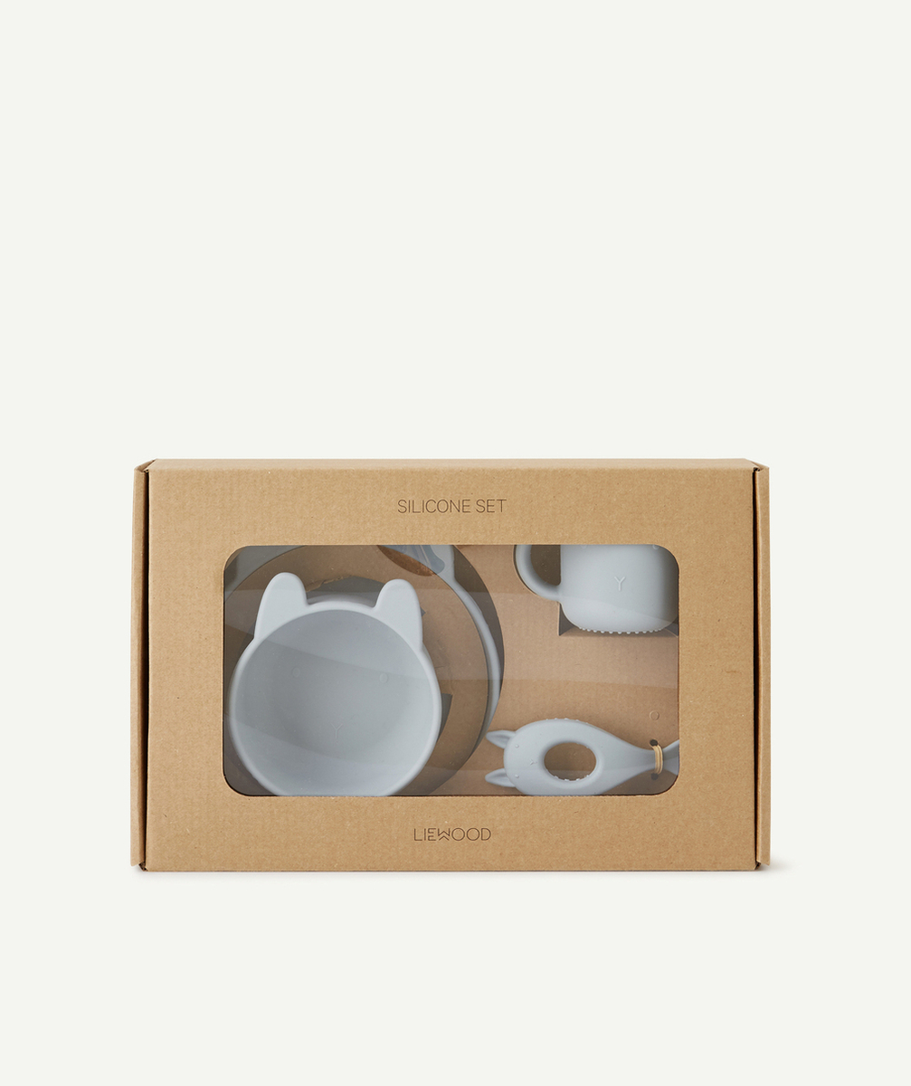 LIEWOODLE SET VAISSELLE VIVI DINO BLEU EN SILICONE