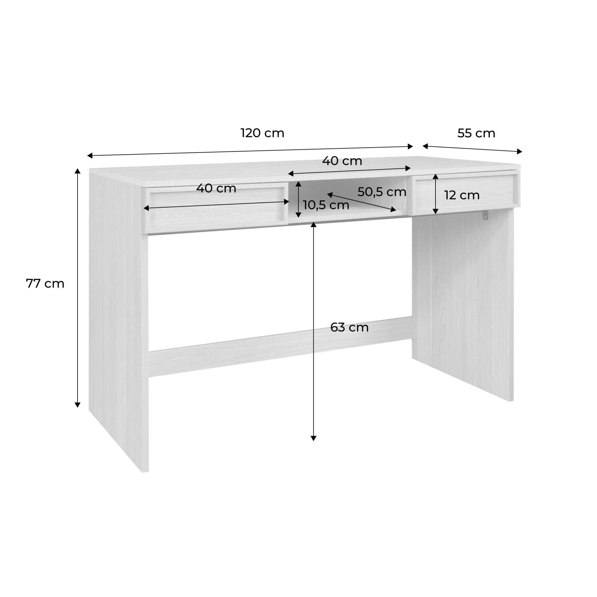 sweeek - Bureau houteffect 2 lades en 1 nis 120cm